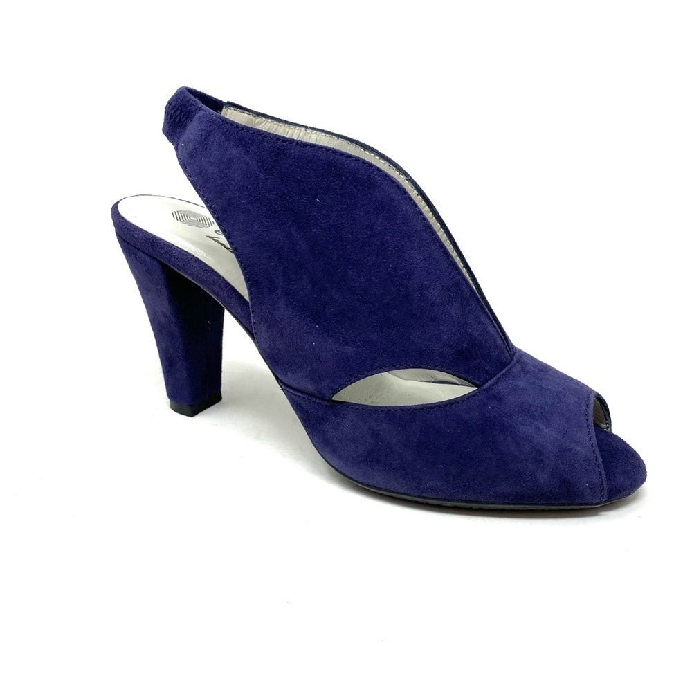 ERIC MICHAEL Peru Navy Kid Suede Peep Toe Heel Cutout Pump